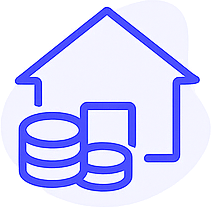 אייקון של בית עם כסף לידו