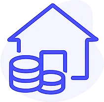 אייקון של בית עם כסף לידו