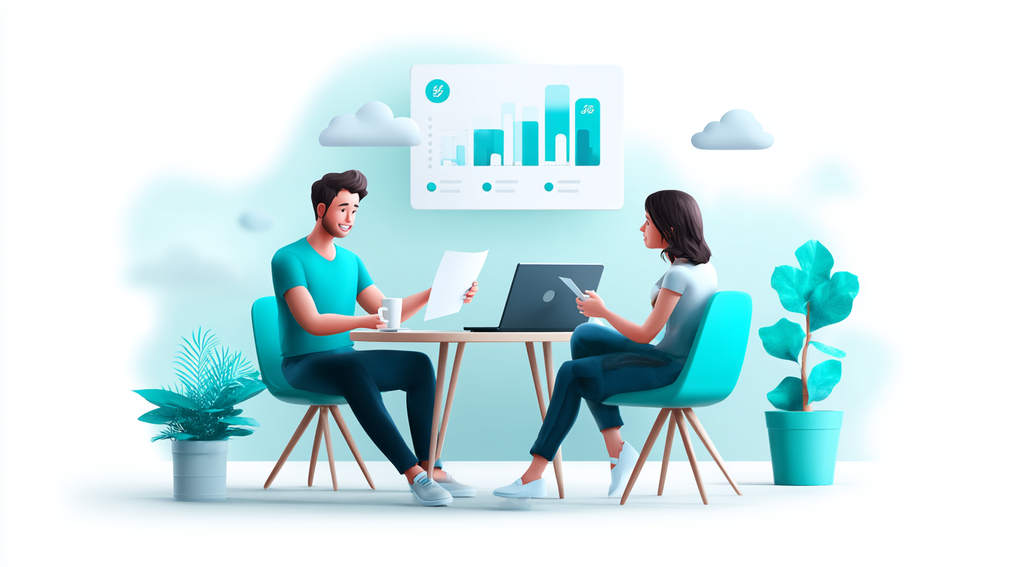 זוג יושב ליד שולחן עם ניירת וגראפים של המשכנתא הישנה לטובת מיחזור משכנתא